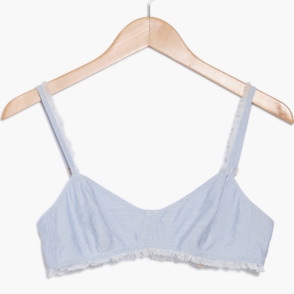 cult gaia Tops - NWT CULT GAIA FRAYED OUTLINE WHITE AND BLUE CROP TOP WITH ADJUSTABLE STRAPS
